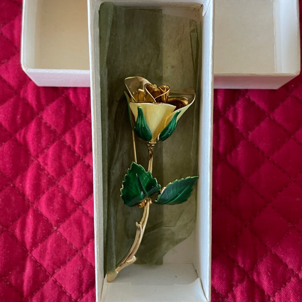 Vintage Giovanni Yellow Rose Pin Mother's Day gift Mom Grandma